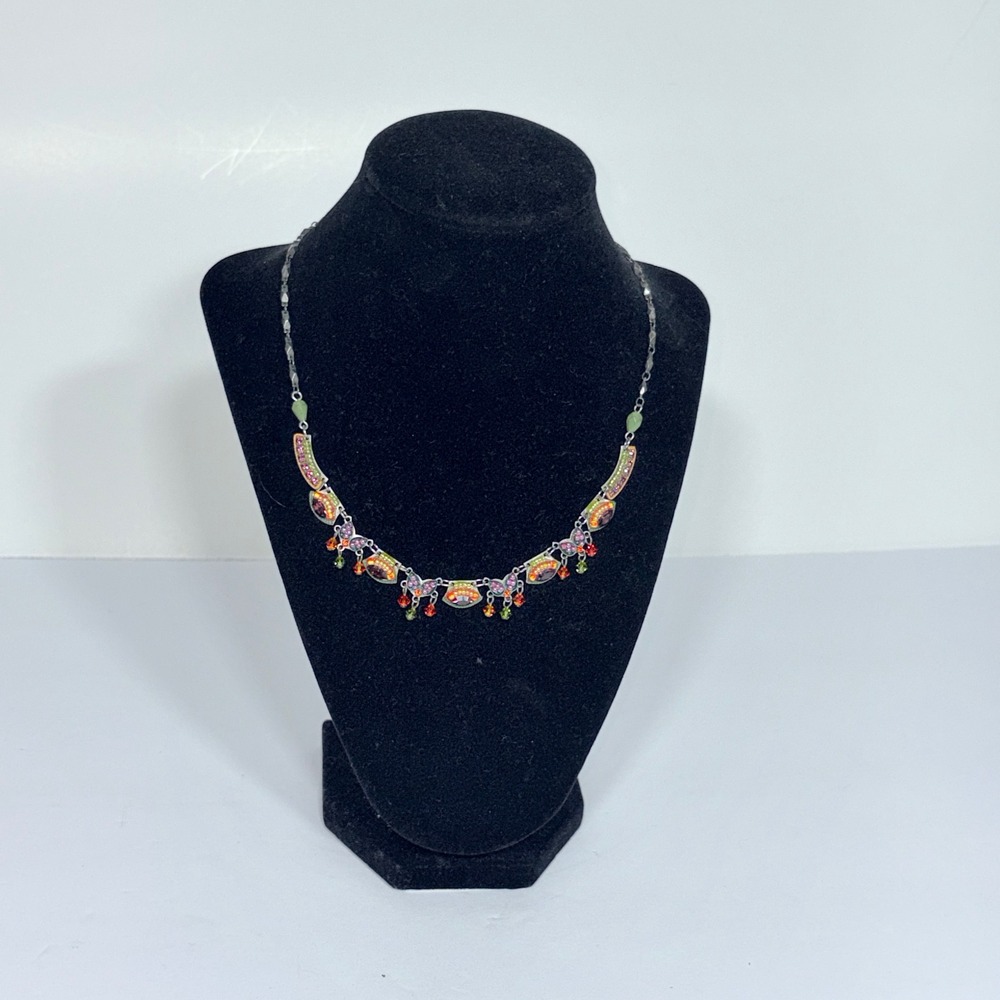 ADAYA Eye Necklace ~ Bead Mosaic by Israeli Artisan ~ Multicolor Crystals